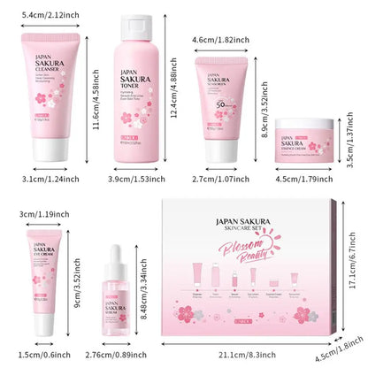 6pcs/Set Sakura Skin Care Sets Face Cream Serum Toner Facial Cleanser Sunscreen Eye Cream Face Skin Care Set Product Gift box